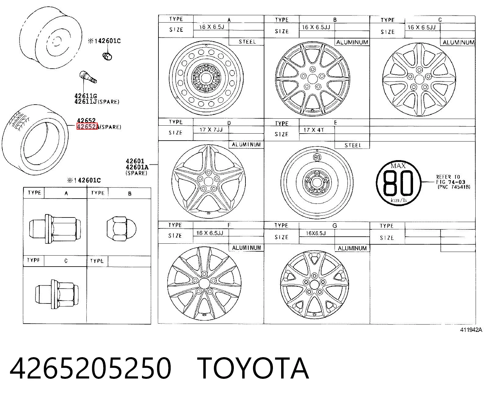 4265205250 Toyota
