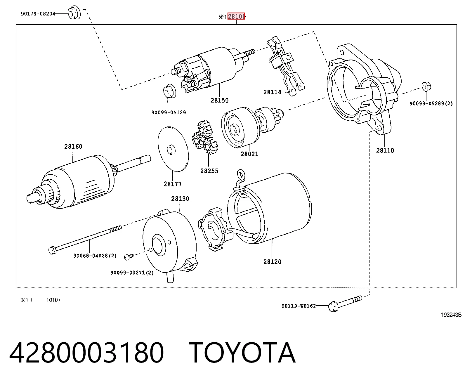 4280003180 Toyota Стартер автомобиля
