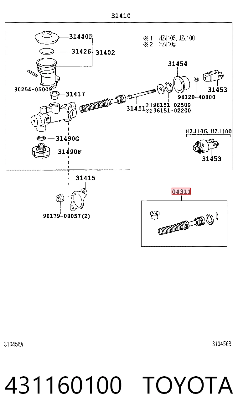 431160100 Toyota Ремкомплект главного цилиндра сцепления