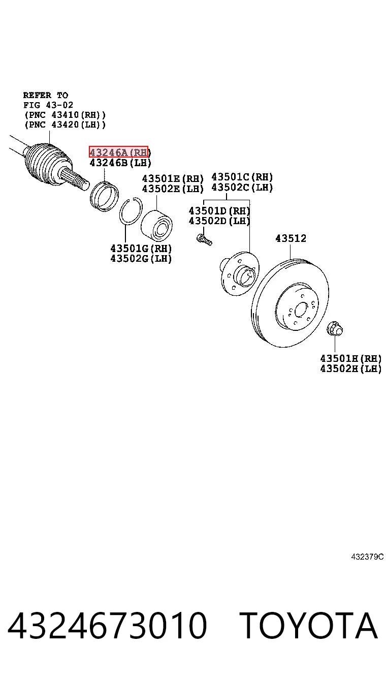 4324673010 Toyota Сальник передней ступицы