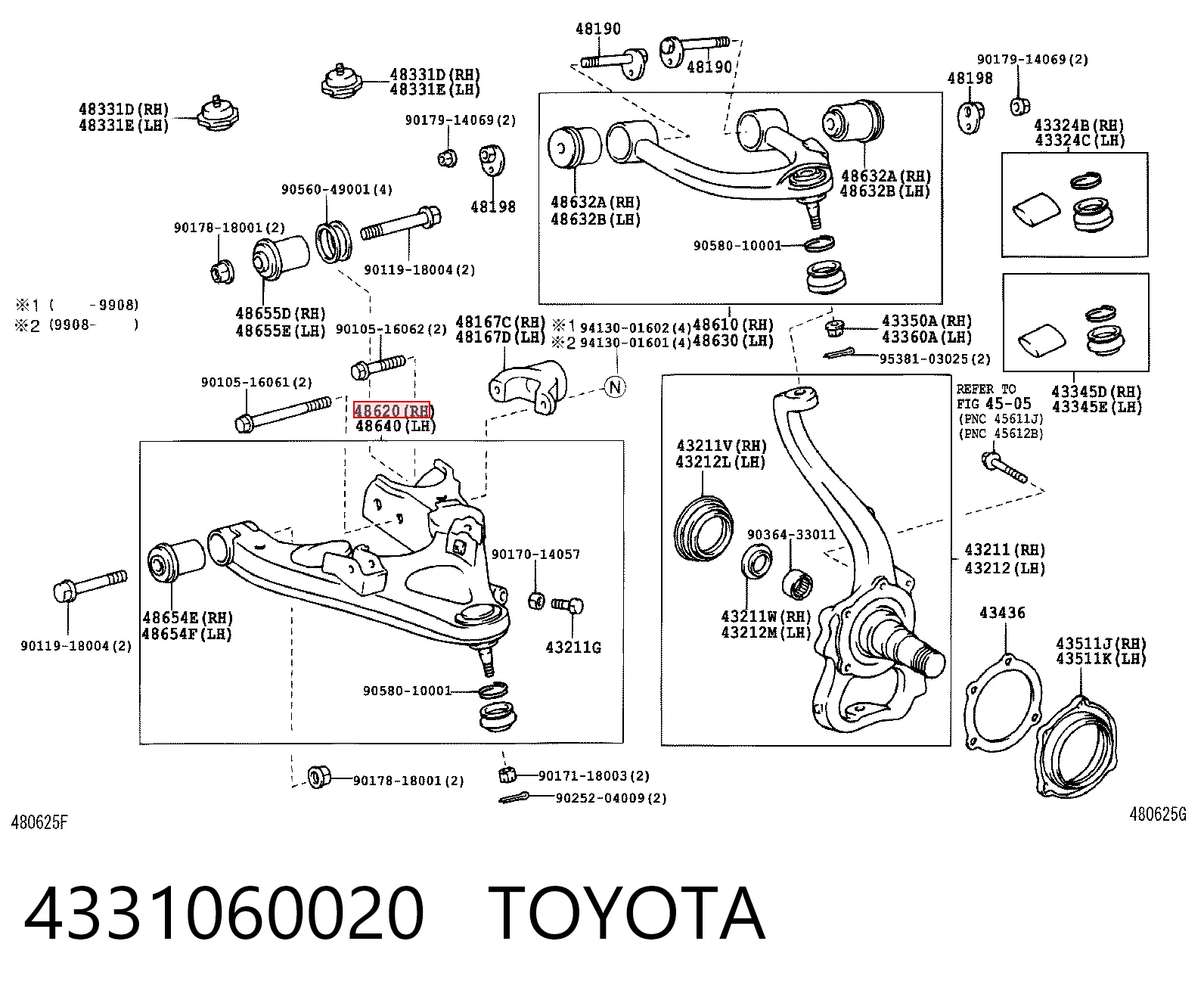 Правый рычаг передней нижней подвески Lexus LX 470 внедорожник (UZJ100) (2002 - 2007) цена, от 97.81 USD