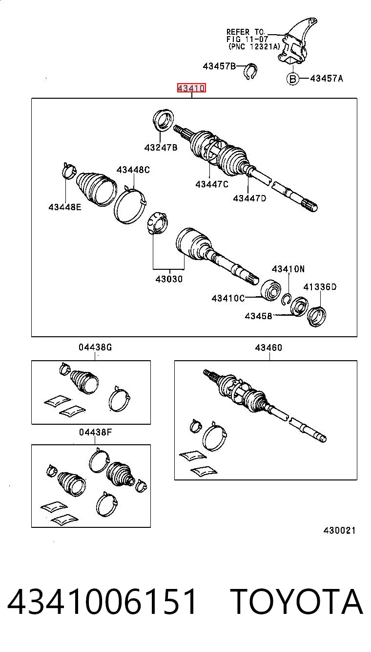 4341006151 Toyota Полуось передняя, правая