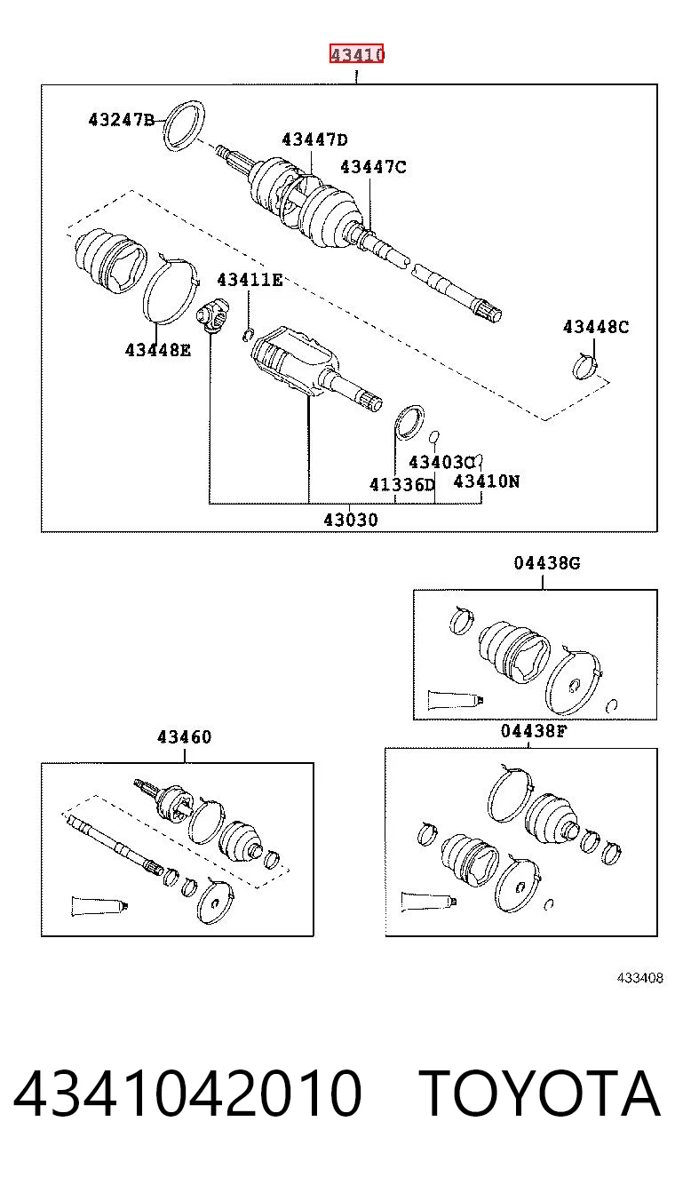 4341042010 Toyota Полуось передняя, правая