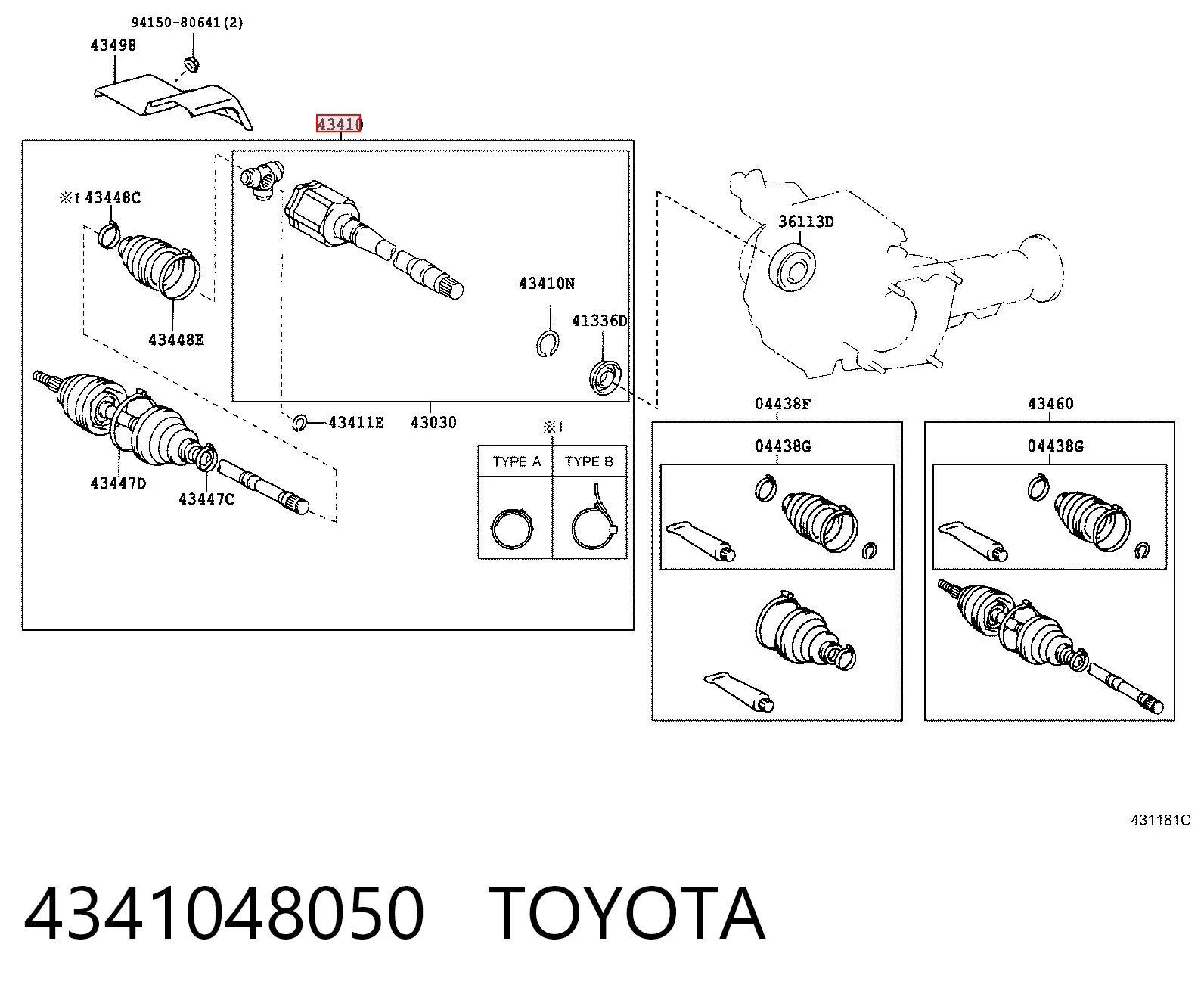 Полуось передняя, правая на Lexus RX 300/330/350/400H U3