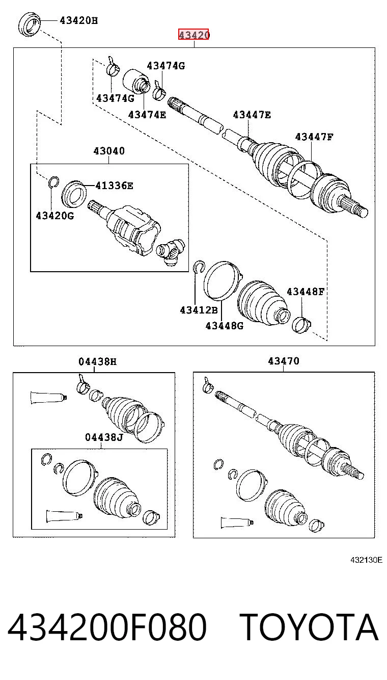 434200F080 Toyota Полуось передняя левая