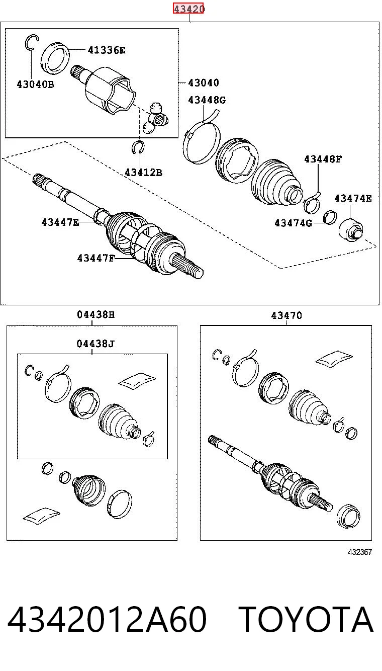 4342012A60 Toyota Полуось передняя левая
