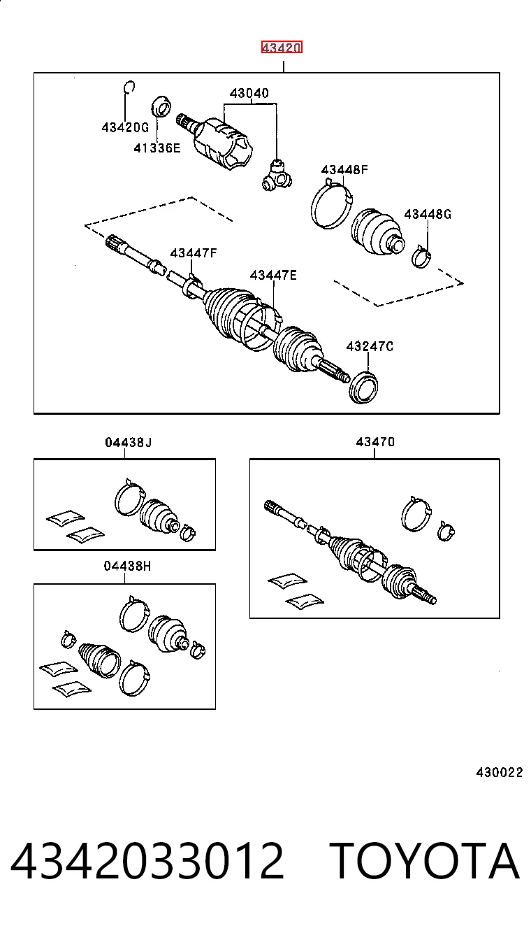 4342033012 Toyota Полуось передняя левая