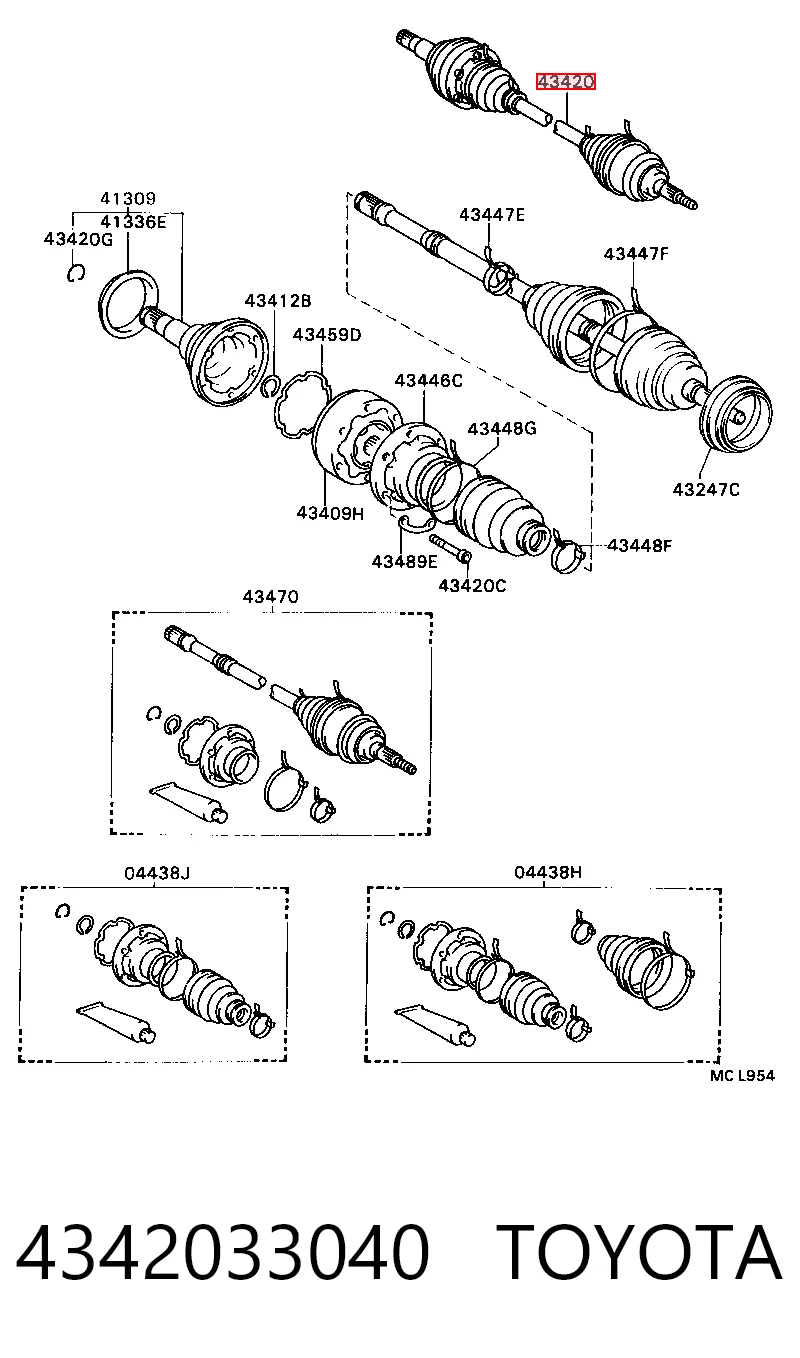 4342033040 Toyota Полуось передняя левая
