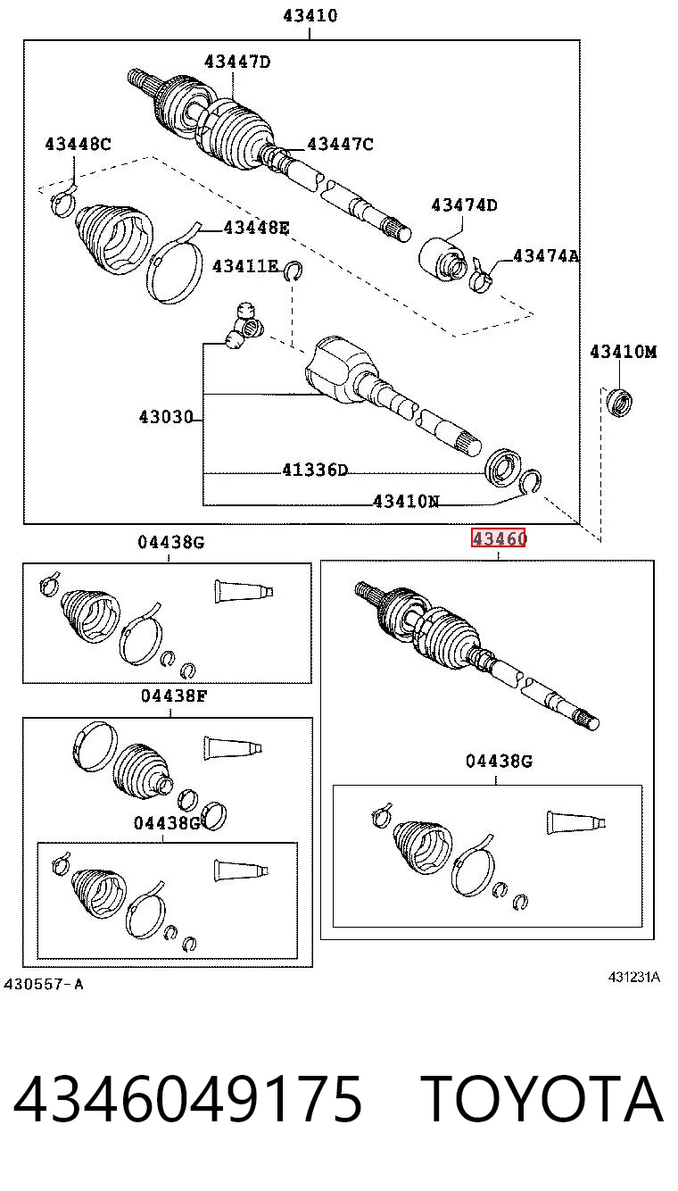 Купить 4346049386 Toyota ШРУС внешний передний, правый