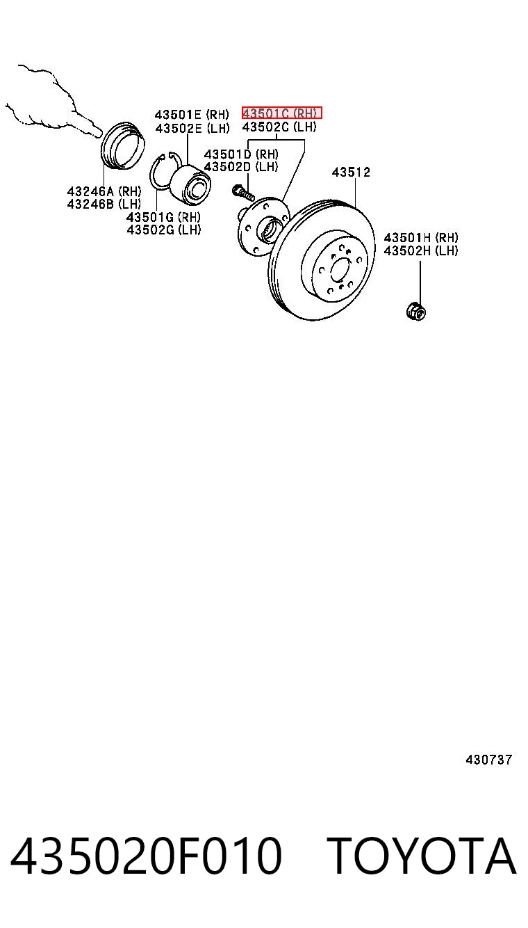 435020F010 Toyota Ступица колеса передняя