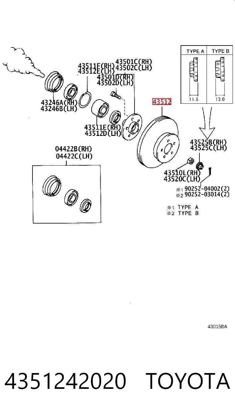 4351242020 Toyota Диск тормозной передний