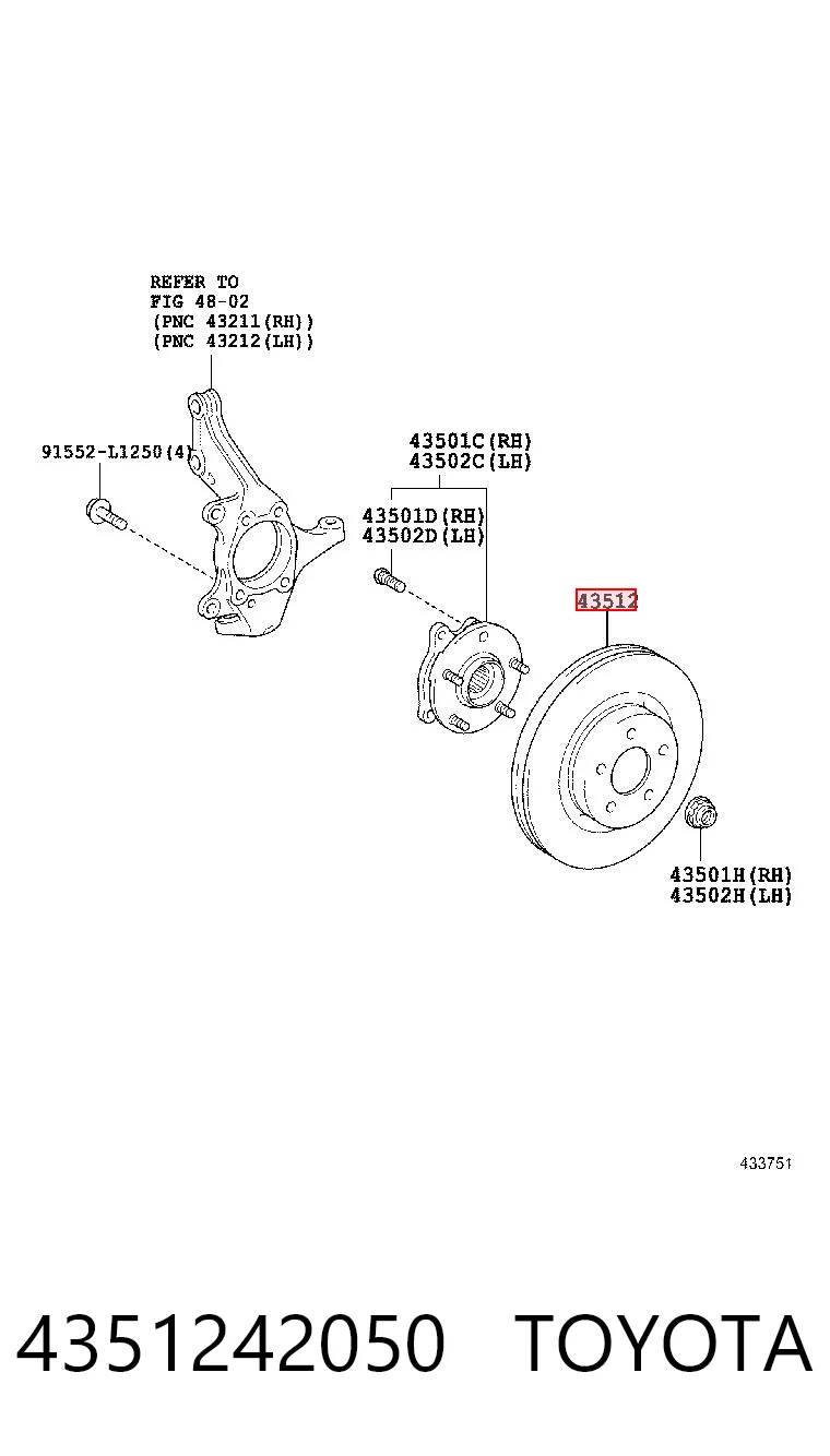 4351242050 Toyota Диск тормозной передний