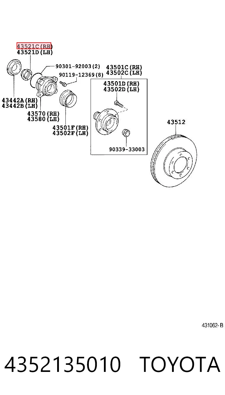 4352135010 Toyota Подшипник ступицы передней