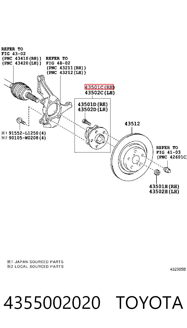 4355002020 Toyota Ступица колеса передняя