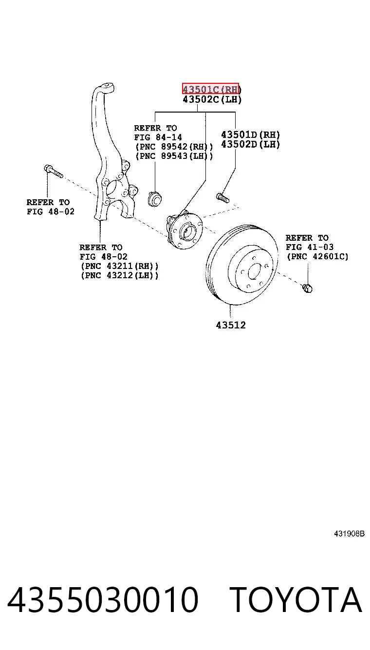 4355030010 Toyota Ступица колеса передняя