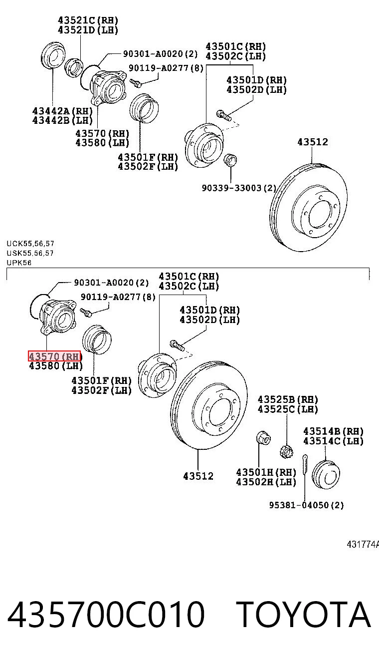435700C010 Toyota Подшипник ступицы передней