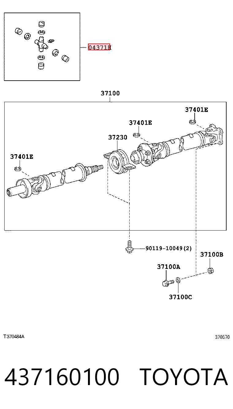 437160100 Toyota Крестовина карданного вала