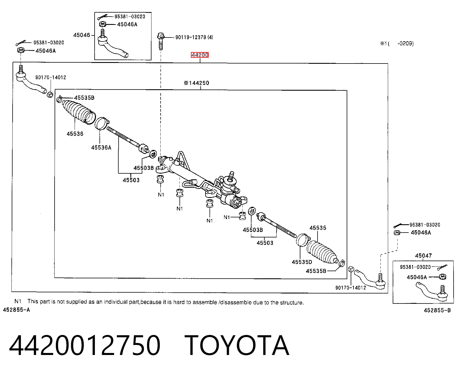 4420012750 Toyota Управление рулевое в сборе