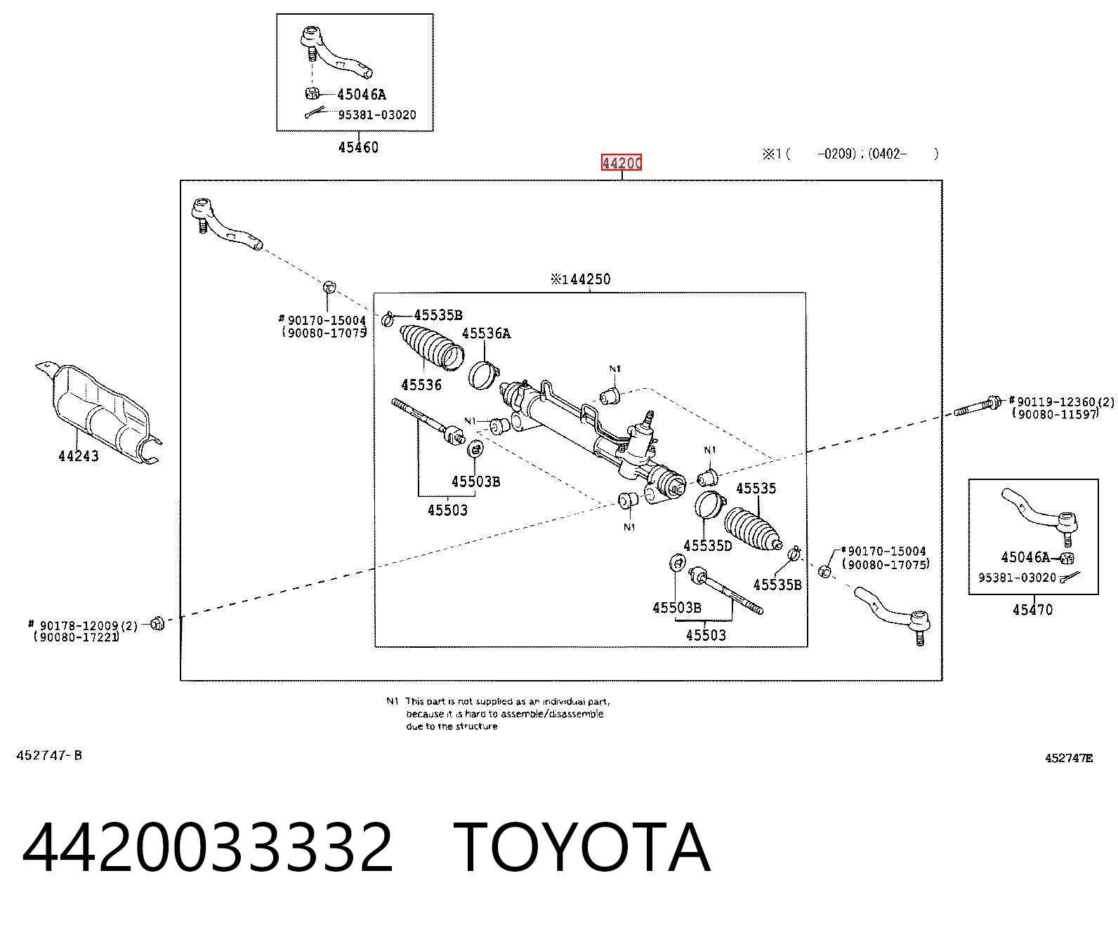 4420033332 Toyota Управление рулевое в сборе
