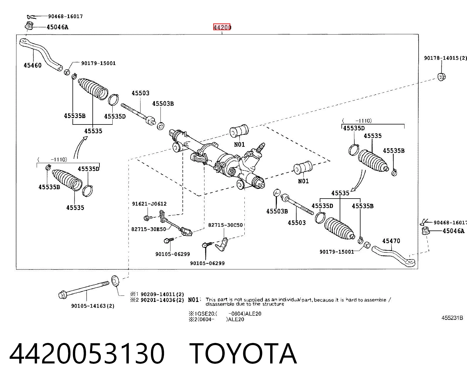 4420053130 Toyota Управление рулевое в сборе