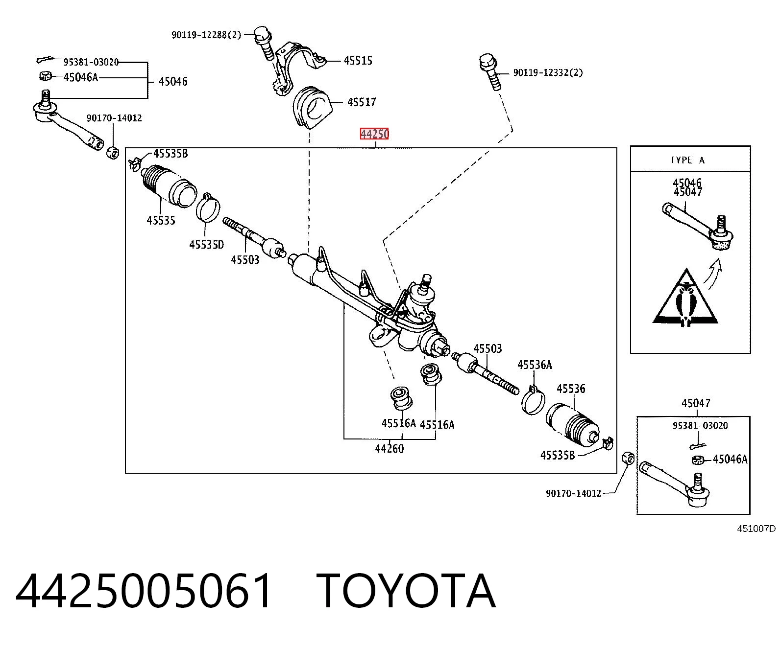 4425005061 Toyota Управление рулевое в сборе