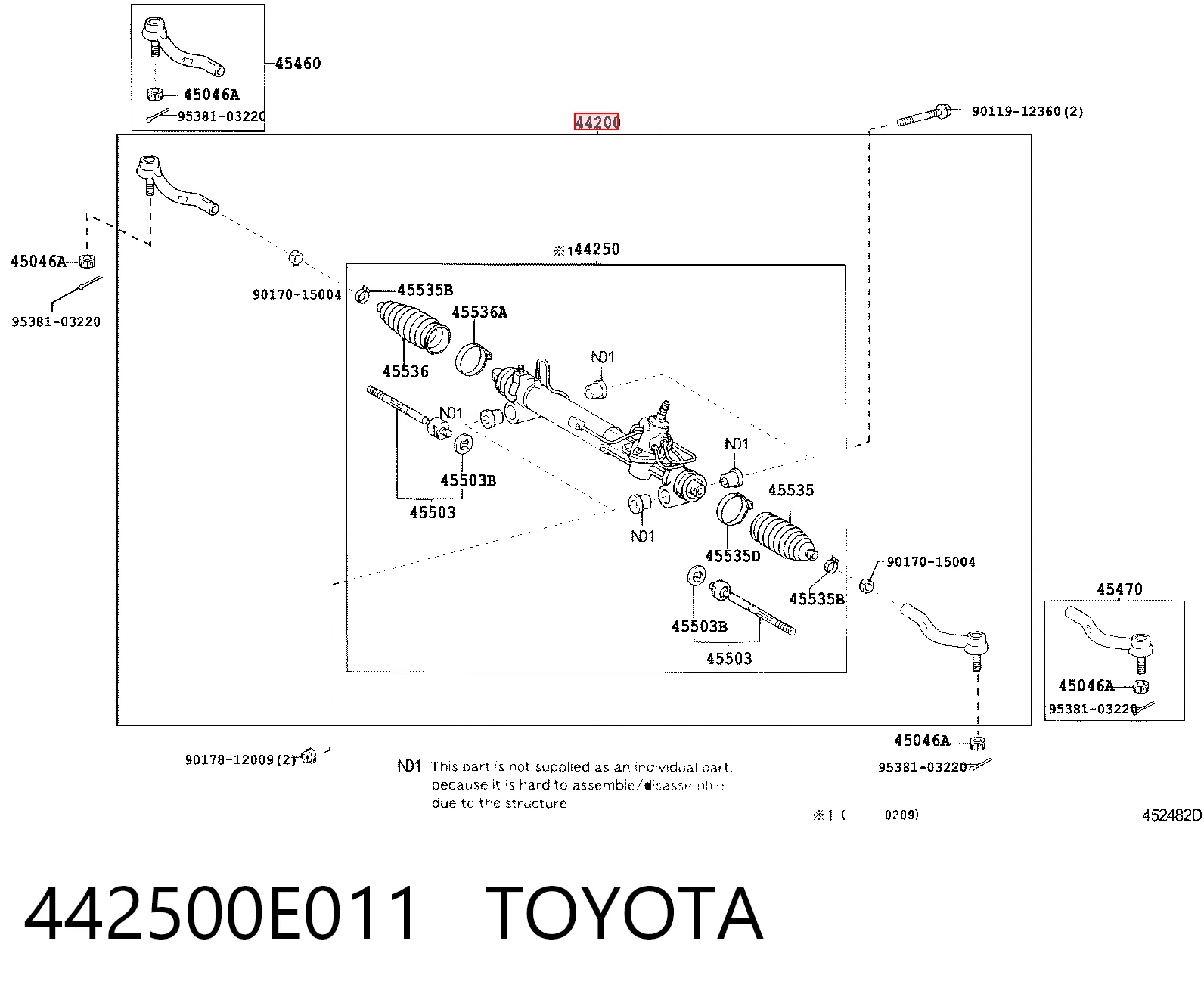 442500E011 Toyota Управление рулевое в сборе