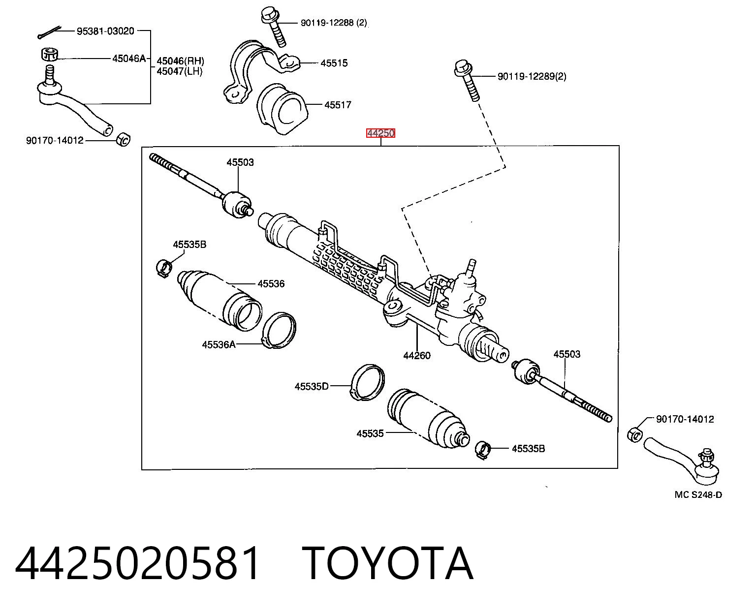  Рулевая рейка Toyota Carina 