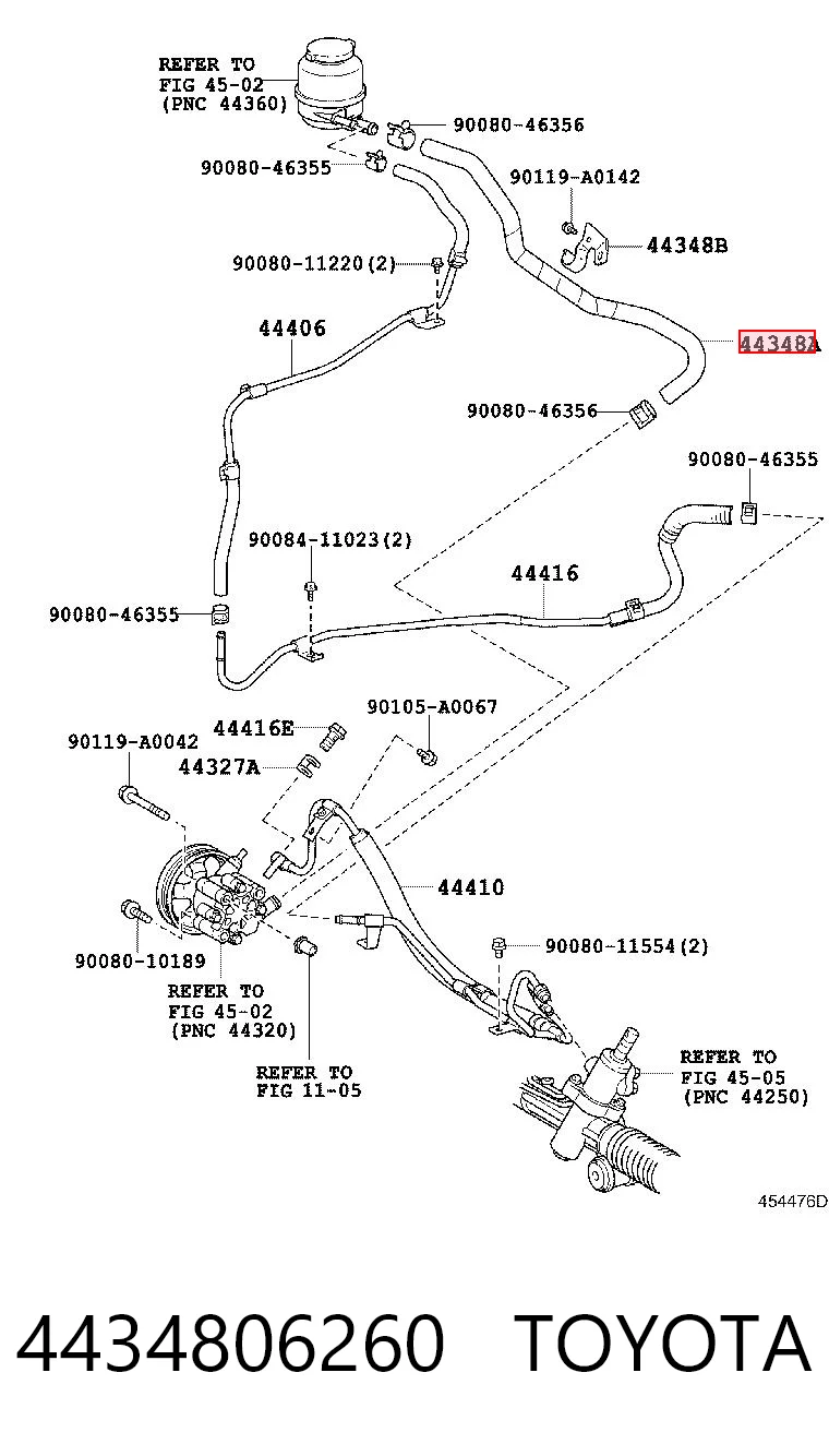 4434806260 Toyota Шланг ГУР низкого давления, от бачка к насосу