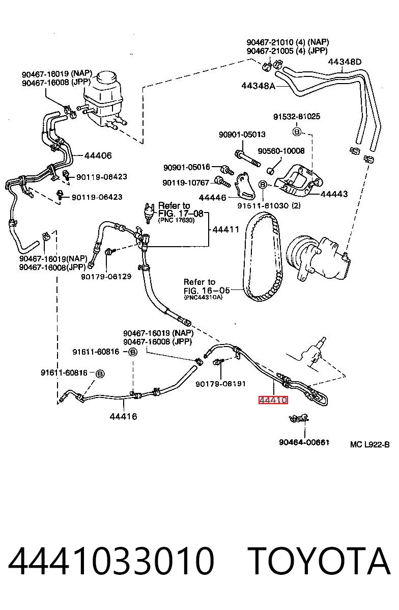 4441033010 Toyota Патрубок ГУР высокого давления