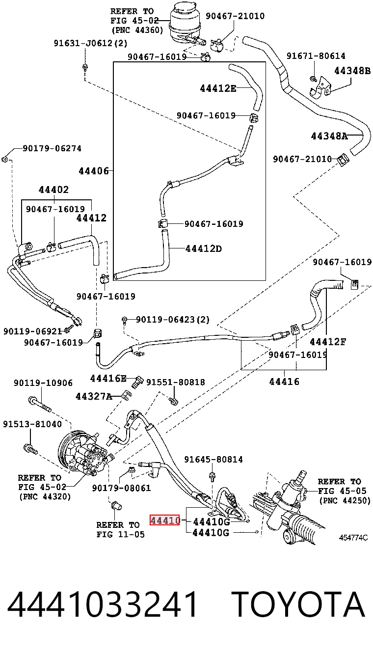 4441033241 Toyota Патрубок ГУР высокого давления