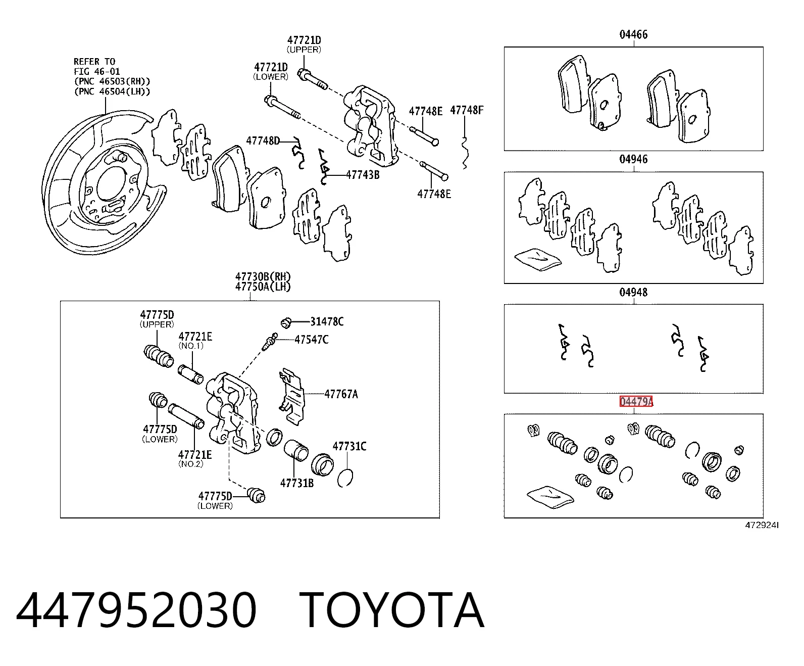 Ремкомплект суппортов Toyota RAV4 II внедорожник (XA2) (2000 - 2005) цена, от 6.90 USD