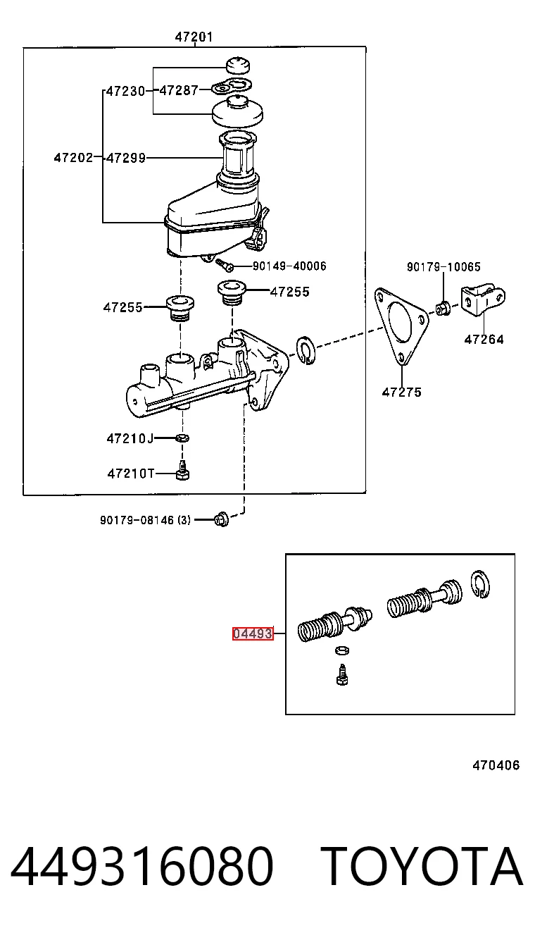 Ремкомплект тормозного цилиндра на Toyota Corolla  E11