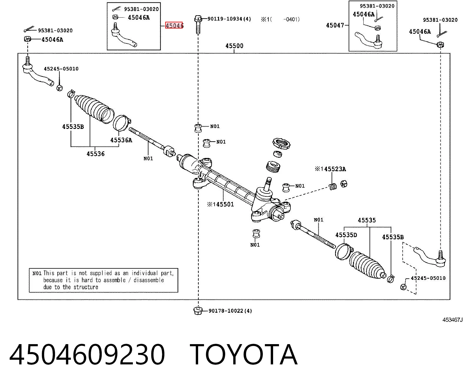 4504609230 Toyota Наружный наконечник рулевой тяги