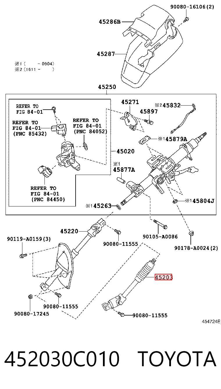 452030C010 Toyota Вал рулевой колонки, нижний