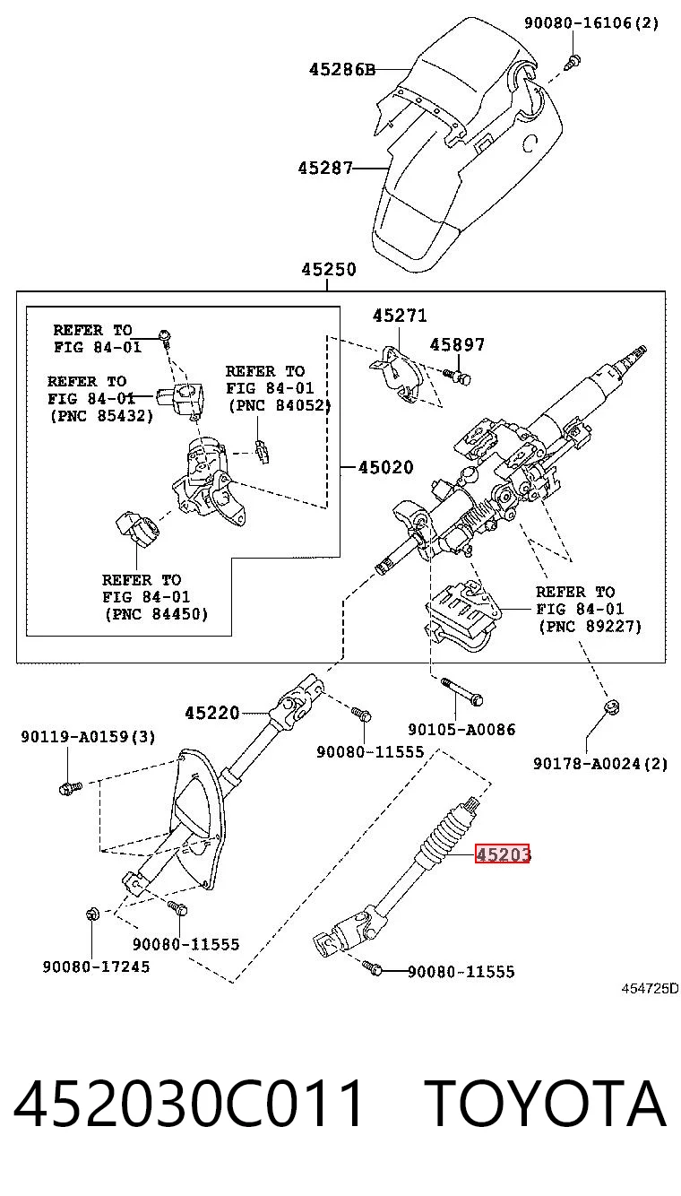 452030C011 Toyota Вал рулевой колонки, нижний