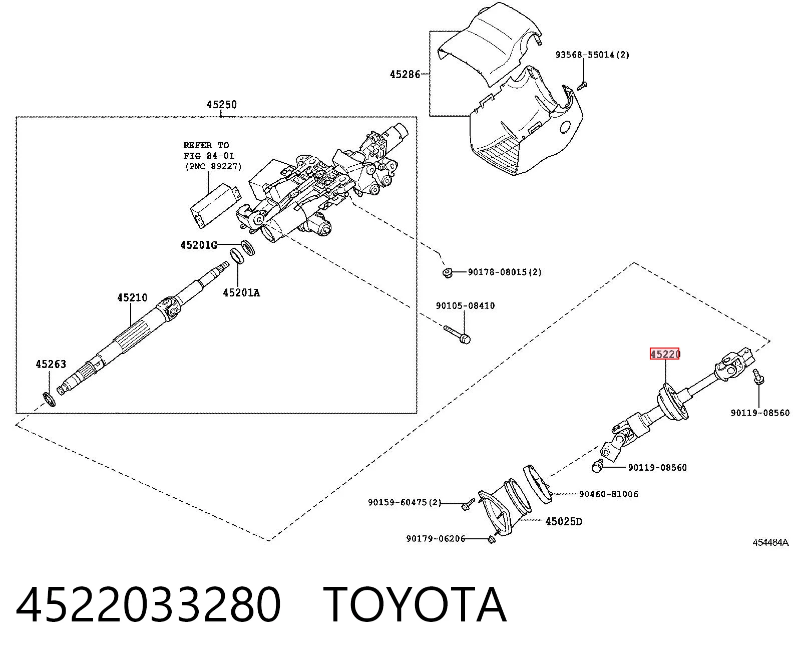4522033280 Toyota Вал рулевой колонки, нижний