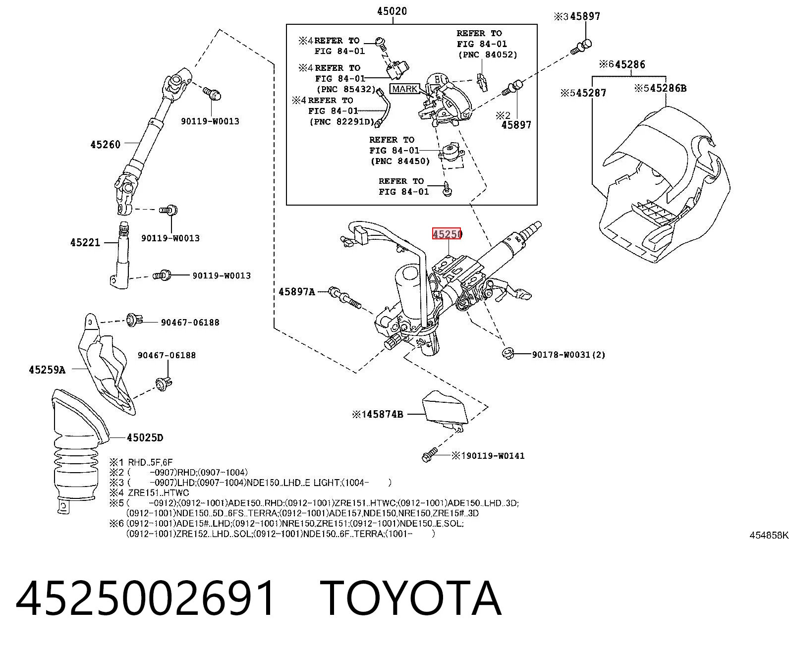 Колонка рулевого управления на Toyota Corolla  E18