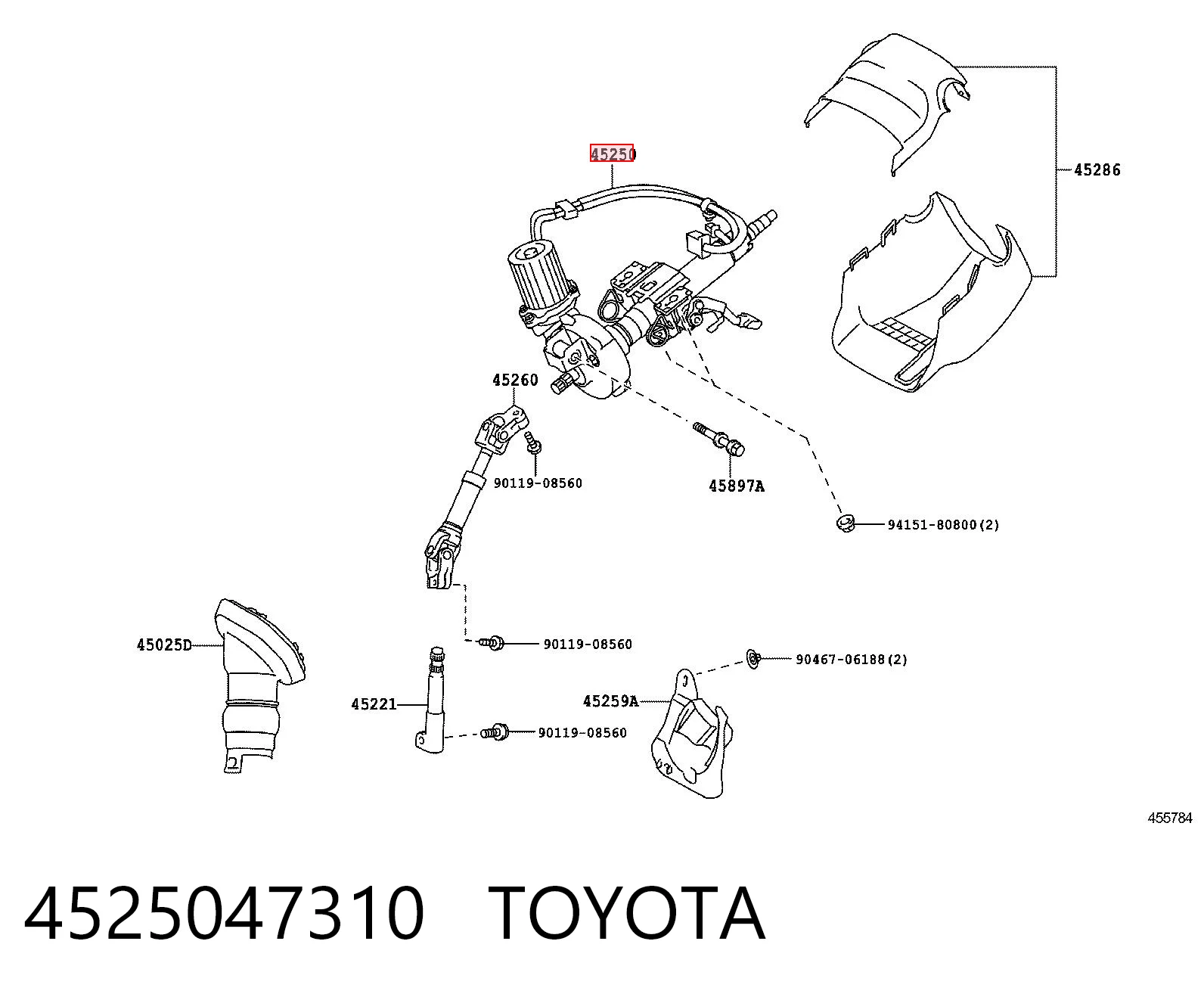 Рулевая колонка Toyota Prius хэтчбек (ZVW30) (2009 - 2016) цена, от 163.44 USD