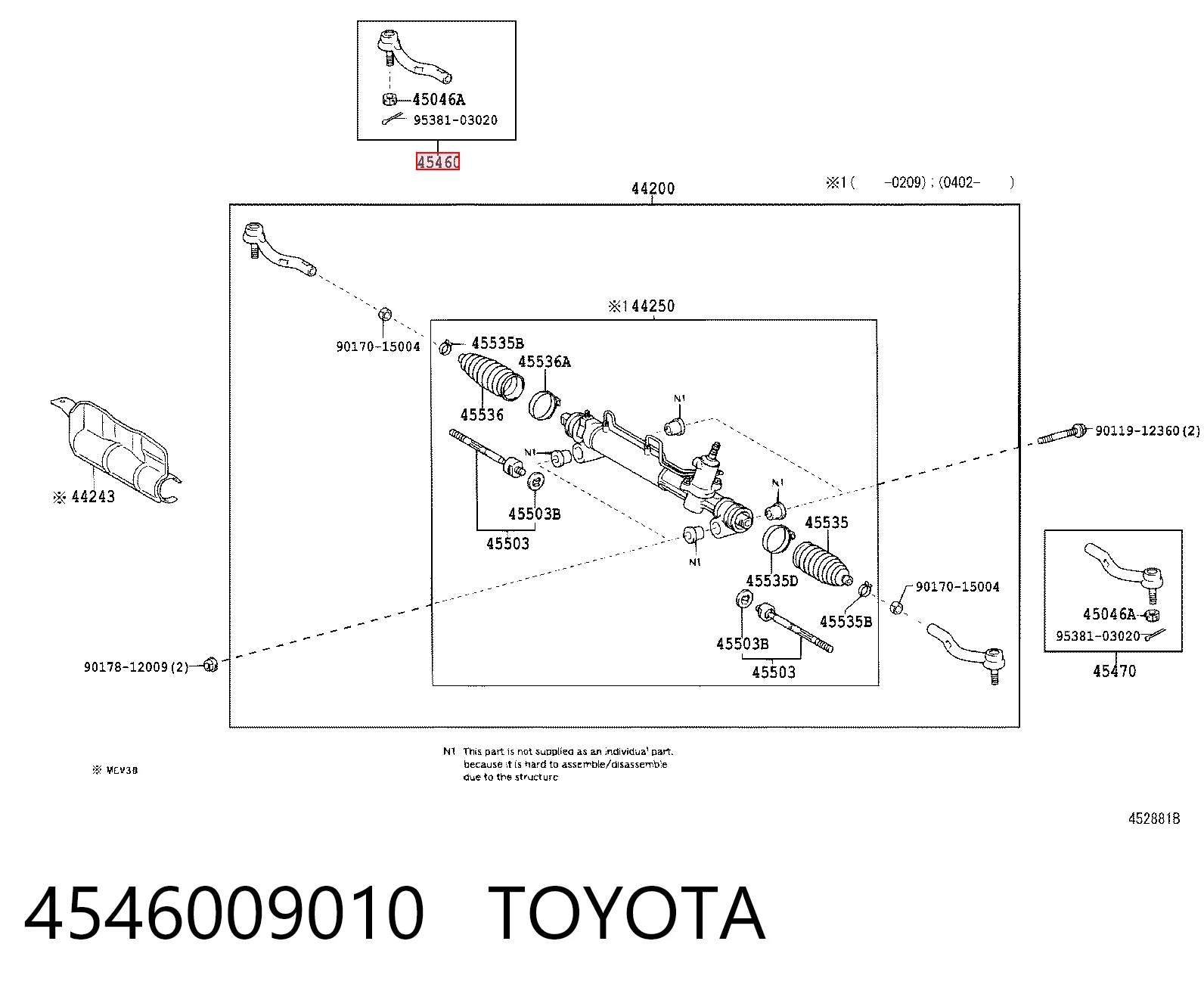 4546009010 Toyota Наружный наконечник рулевой тяги