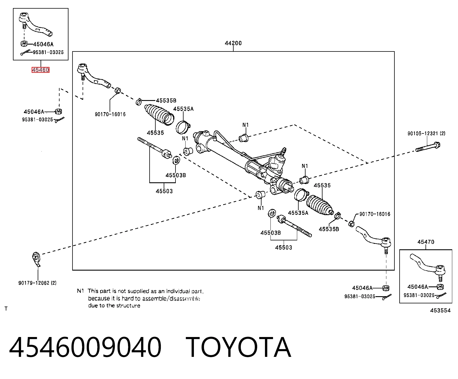 4546009040 Toyota Наружный наконечник рулевой тяги