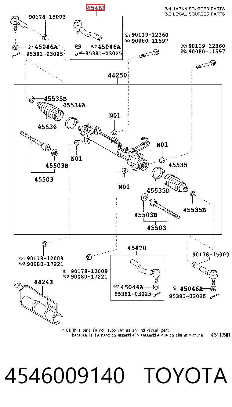 4546009140 Toyota Наружный наконечник рулевой тяги