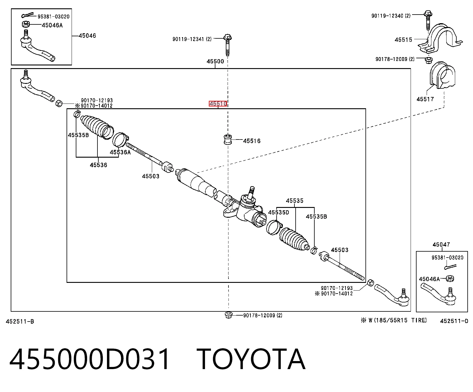 455000D031 Toyota Управление рулевое в сборе