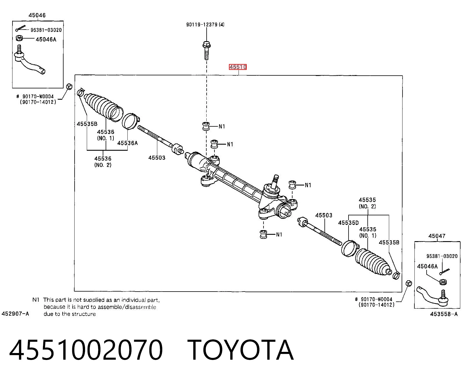 4551002070 Toyota Управление рулевое в сборе