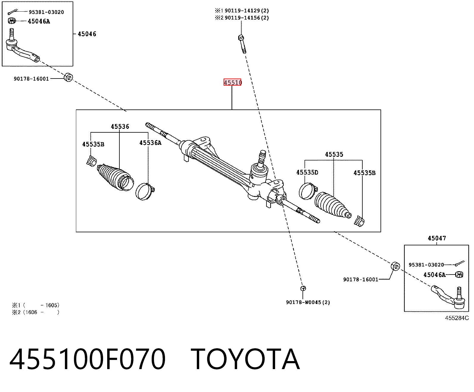 455100F070 Toyota Управление рулевое в сборе