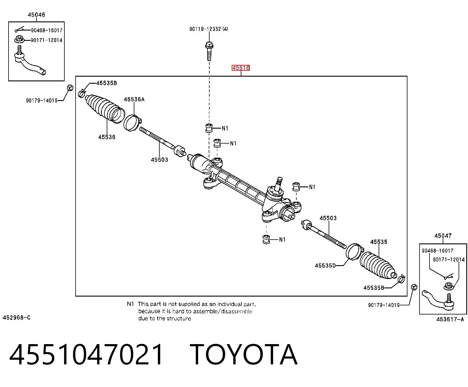 4551047021 Toyota Управление рулевое в сборе