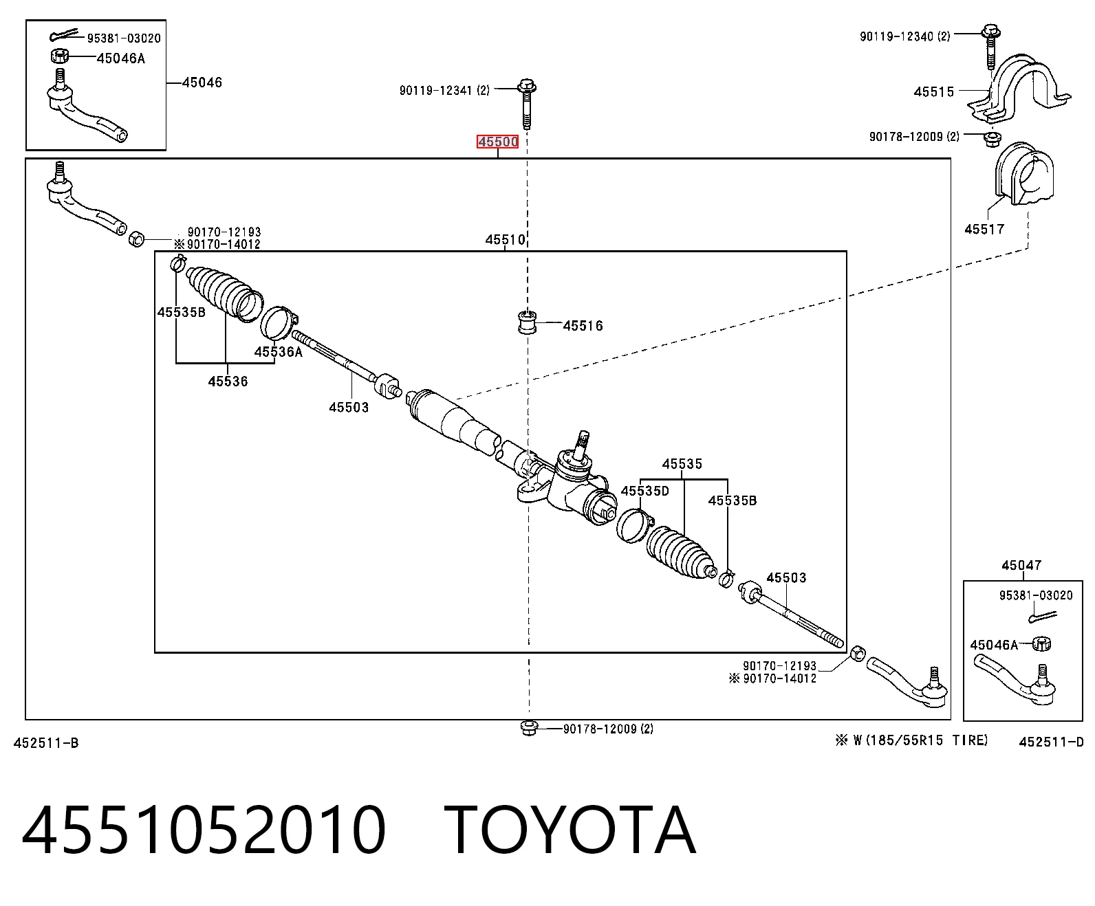 4551052010 Toyota Управление рулевое в сборе
