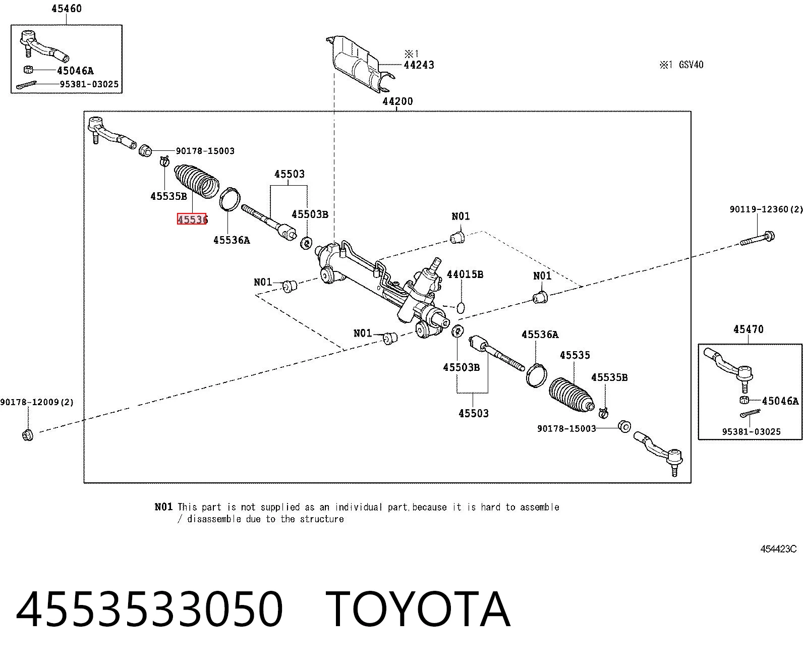 4553533050 Toyota Пыльник рулевой тяги