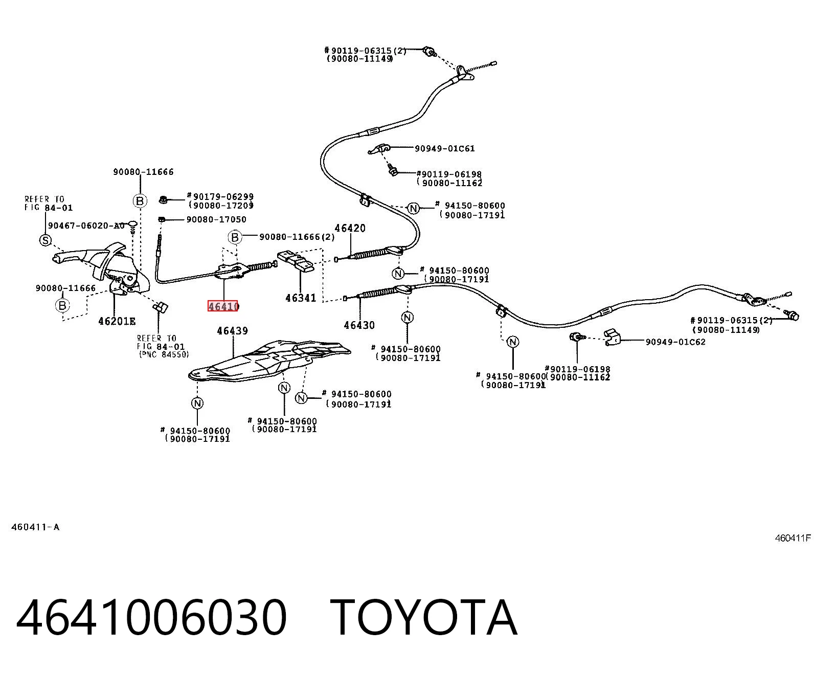 4641006030 Toyota Трос стояночного тормоза передний