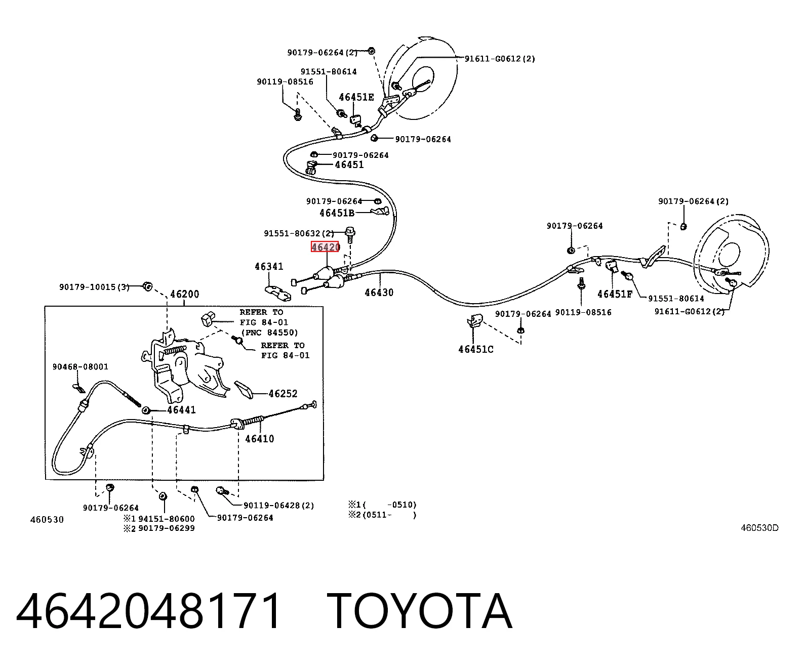 Задний правый трос ручника ST4642048170 SAT