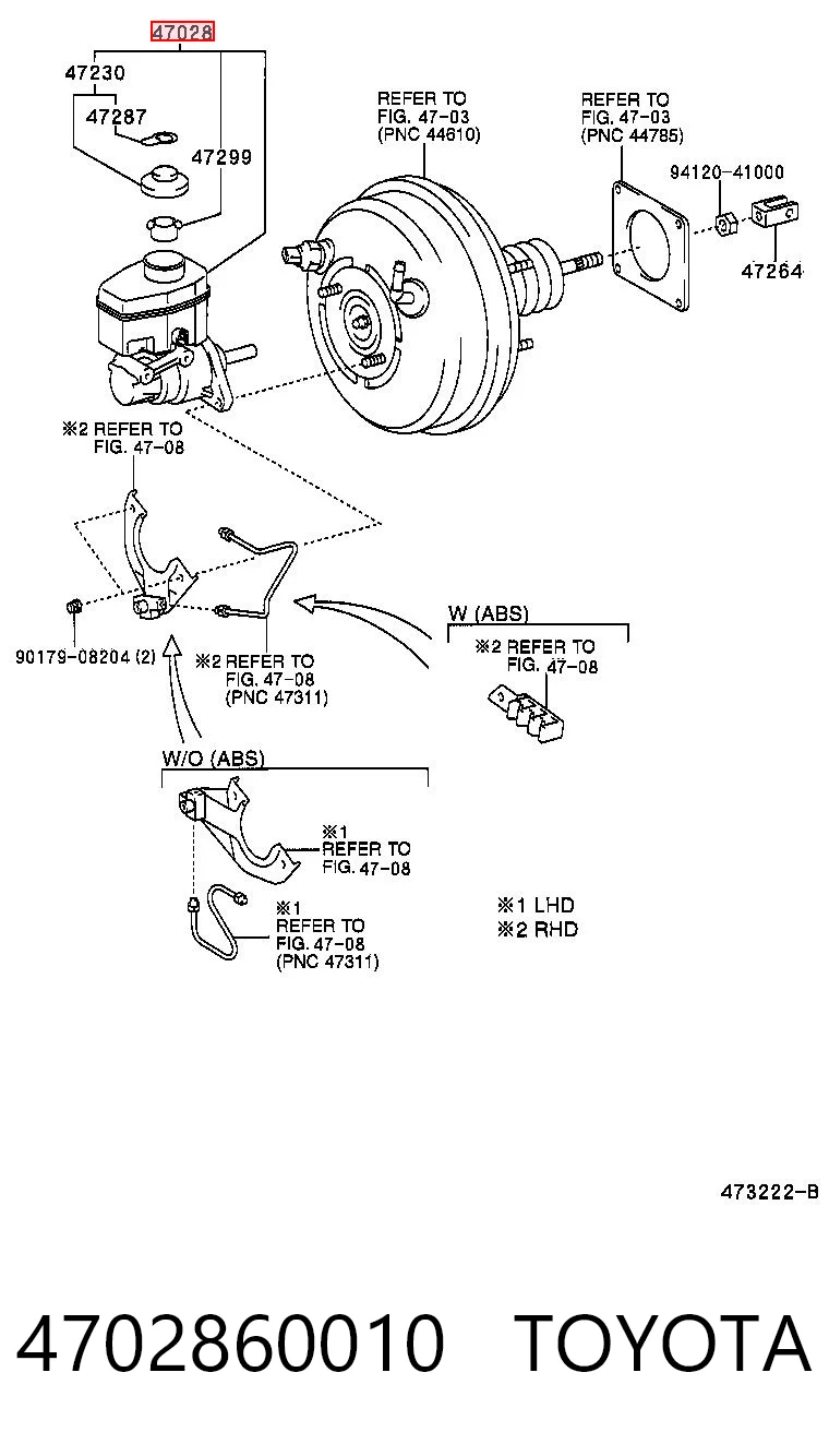 4702860010 Toyota Цилиндр тормозной, главный
